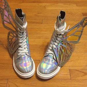 Dollskill Club Exx Holographic Butterfly Boots